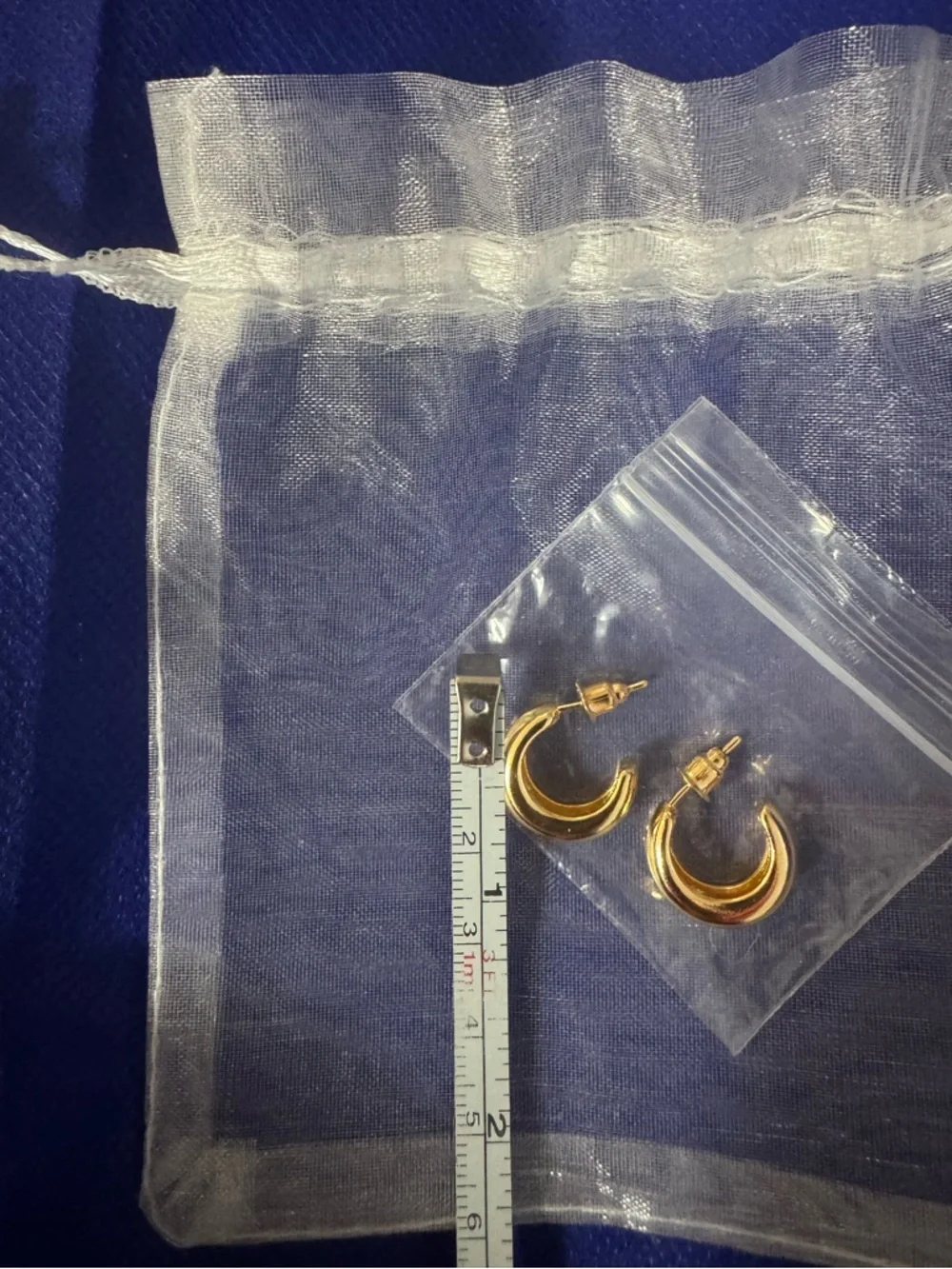 Gold Crescent Hoop Earrings — Women’s Fashion Jewelry - Dainty cute! — like new